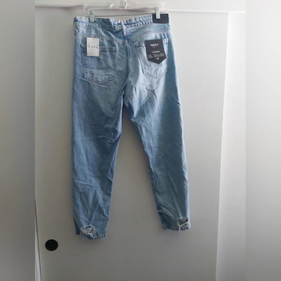 High Rise Tapered jeans lightwash distressed Buttonfly 33 New Skater Grunge - Picture 5 of 5